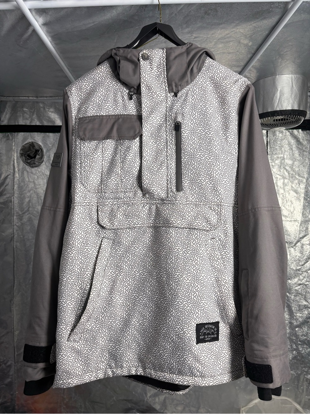 Men’s Grey Saga Anorak Patterned Jacket